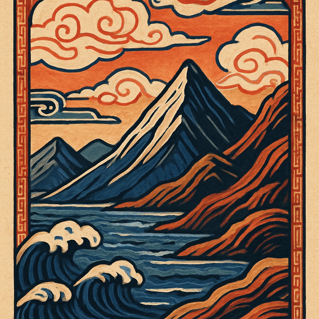 serene landscape with mountains and water
