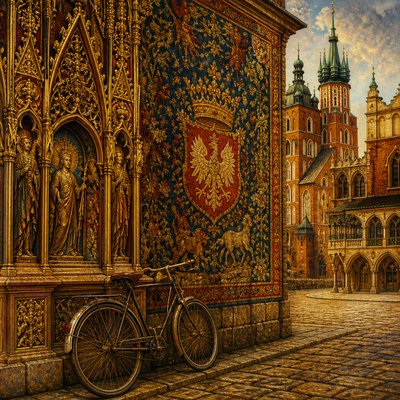 bicyle resting against a wall — Krakow Art Style