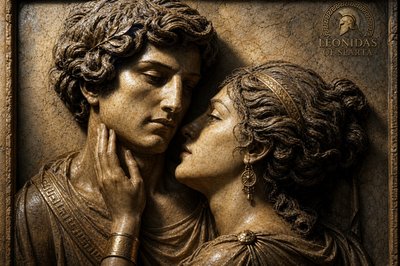a statue of a man and a woman kissing