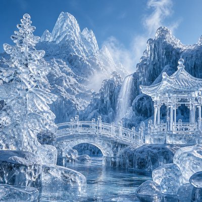 wide landscape with natural scenery — Ice Sculpture Style