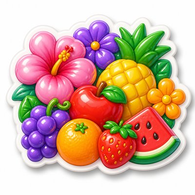 still life arrangement of fruits and flowers