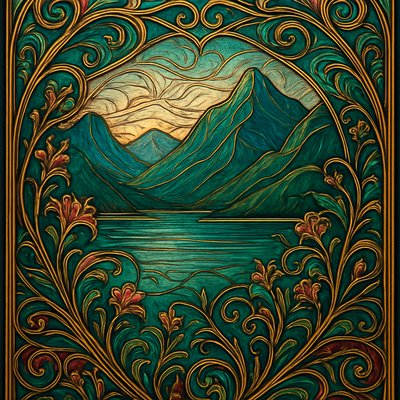 serene landscape with mountains and water