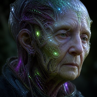close-up portrait of an elderly person with expressive weathered features