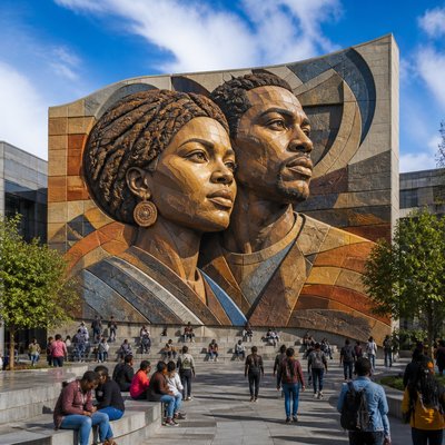 portrait of two people together — Public Art Style
