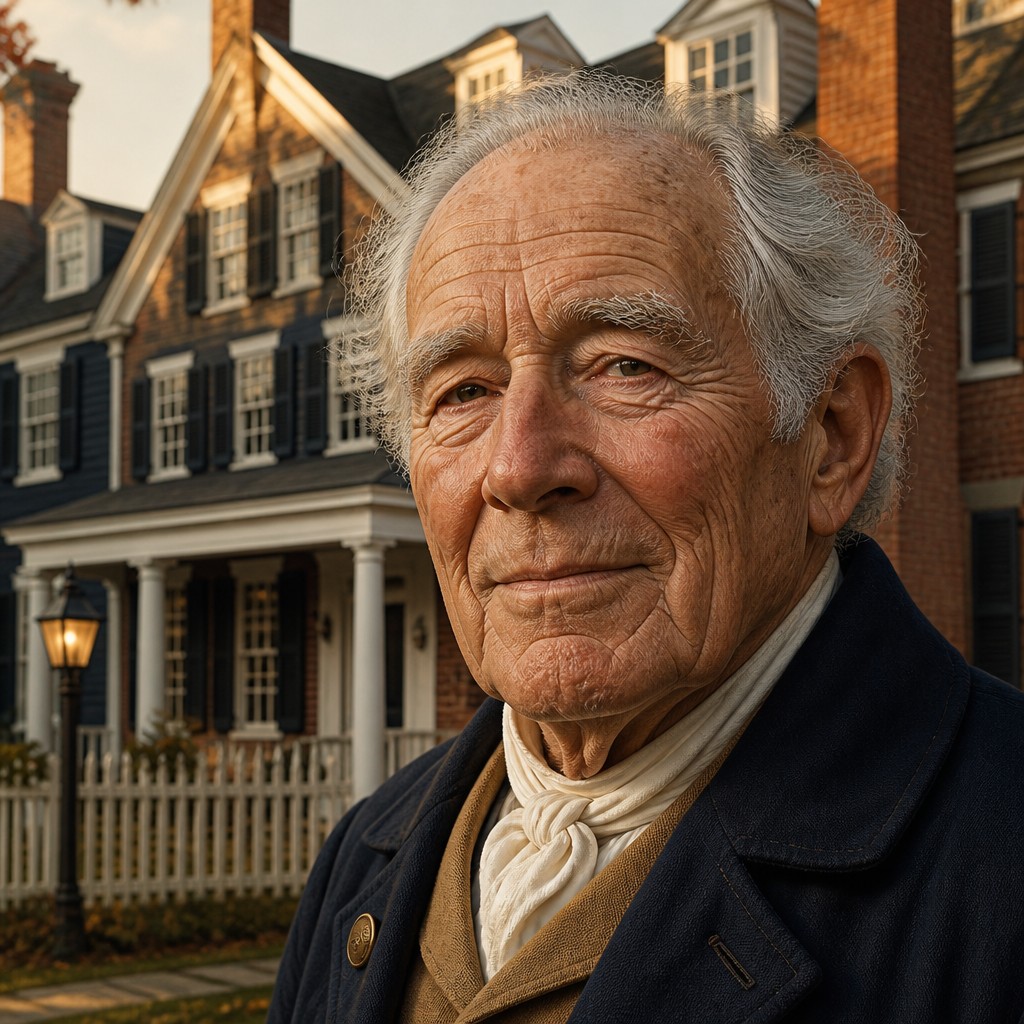 close-up portrait of an elderly person with expressive weathered features — Colonial Architecture