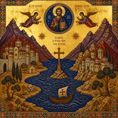 wide landscape with natural scenery — Byzantine Religious Art