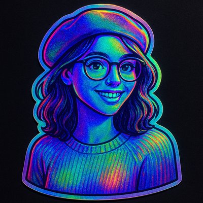 Holographic Sticker Design Style Transfer Example