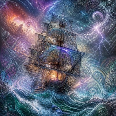 sailing ship on a stormy sea
