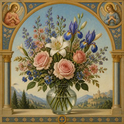 bouquet of flowers in a glass vase