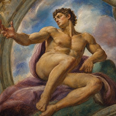 Michelangelo athlete painting on Sistine Chapel ceiling