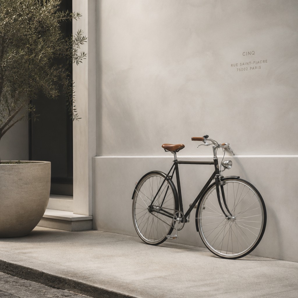 bicyle resting against a wall — Minimalist Fashion Design