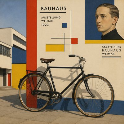 bicyle resting against a wall — Weimar Art Style