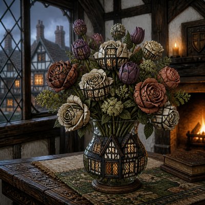 bouquet of flowers in a glass vase