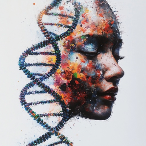 Conceptual piece using DNA as artistic material in the art style of Bio Art --v 6.1