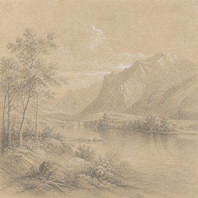 wide landscape with natural scenery — Silverpoint Drawing Style