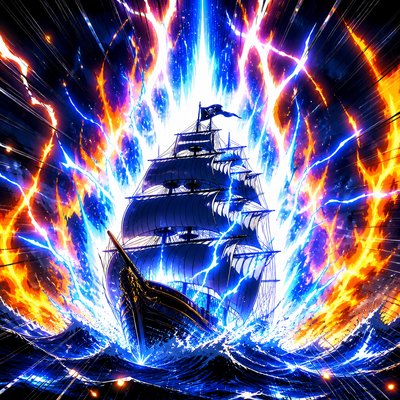 sailing ship on a stormy sea