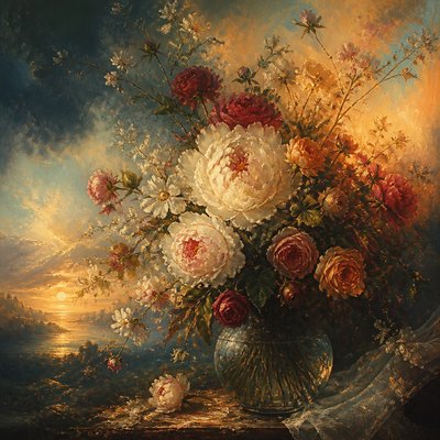 bouquet of flowers in a glass vase