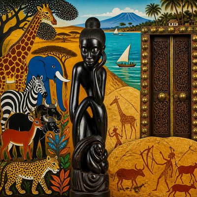 wide landscape with natural scenery — Tanzanian Art Style