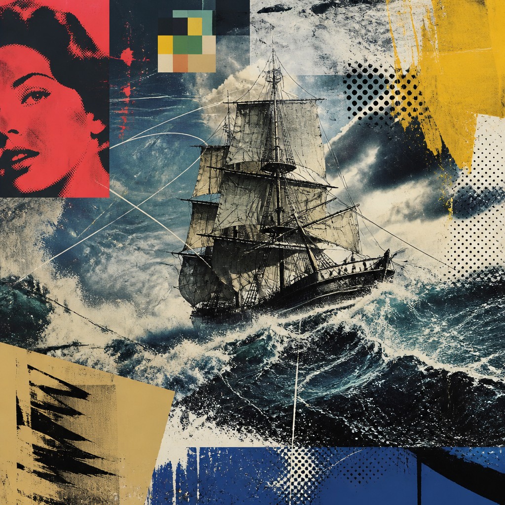 sailing ship on a stormy sea