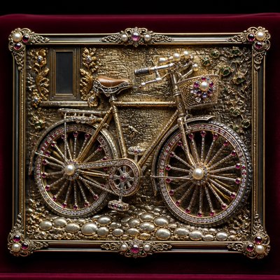 bicyle resting against a wall — jewelry-art Art Style