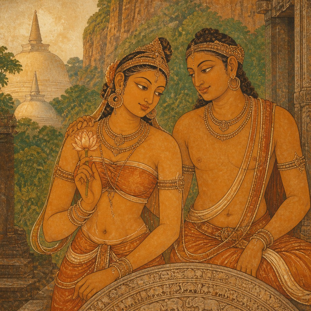 portrait of two people together — Sri Lankan Art Style