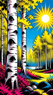 a serene birch forest in soft morning light, no people, no text