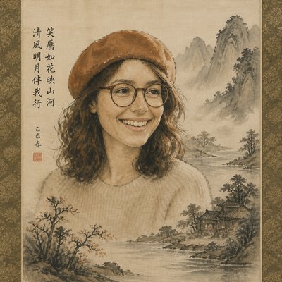 Scroll Painting Style Style Transfer Example
