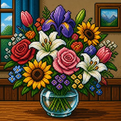bouquet of flowers in a glass vase