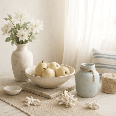 still life arrangement of fruits and flowers