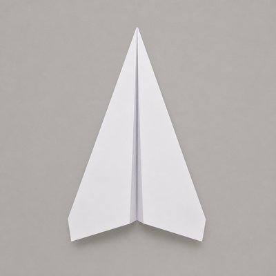 a paper plane, clean minimal composition on a plain background, no text