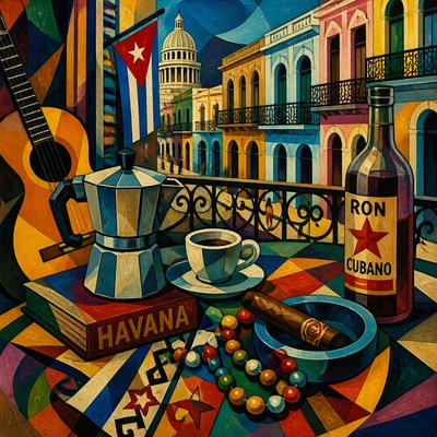 still life with everyday objects — Cuban Art Style