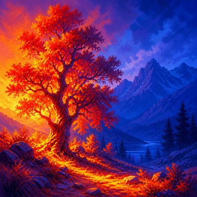 a tree in nature — Color Temperature Art Style