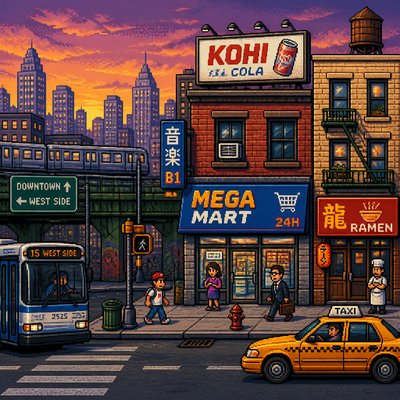 urban street with city activity