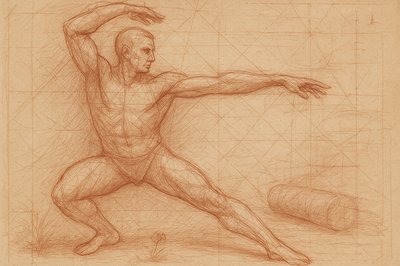 a drawing of a man doing a yoga pose