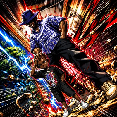 a man standing on top of a skateboard on a city street