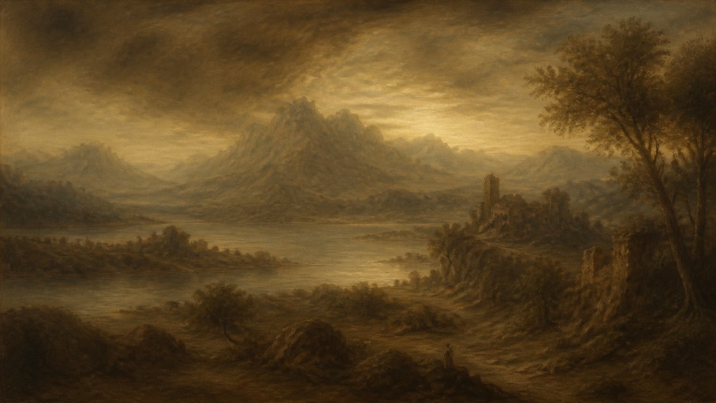 sweeping panoramic landscape with a dramatic sky