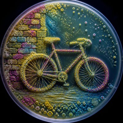 bicyle resting against a wall