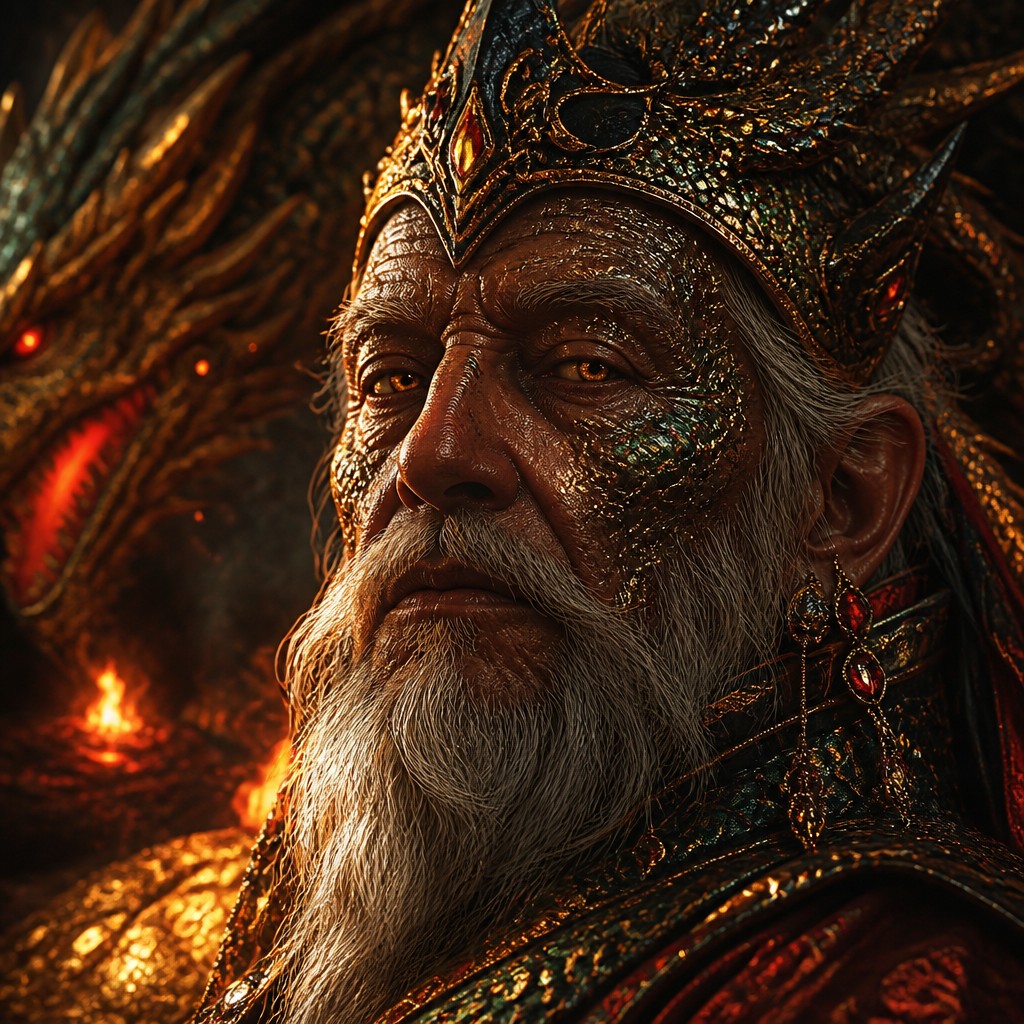 close-up portrait of an elderly person with expressive weathered features — Dragoncore Aesthetic
