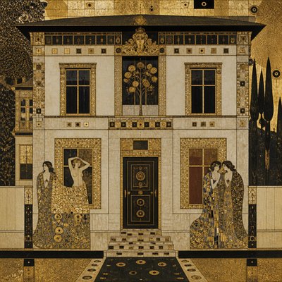 house with front view — Vienna Secession Art Style