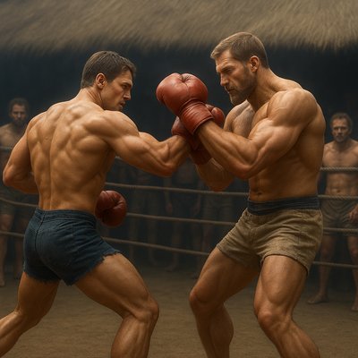 a couple of men standing next to each other in a boxing ring