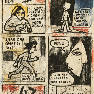 a comic strip with a man and a woman talking to each other