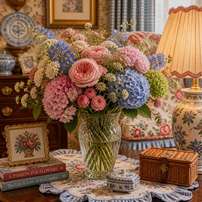 bouquet of flowers in a glass vase