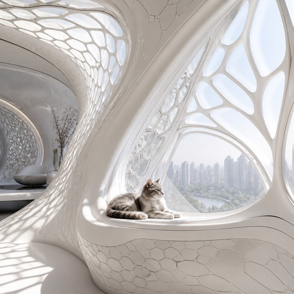 a cat lounging in a sunlit window — Parametric Architecture