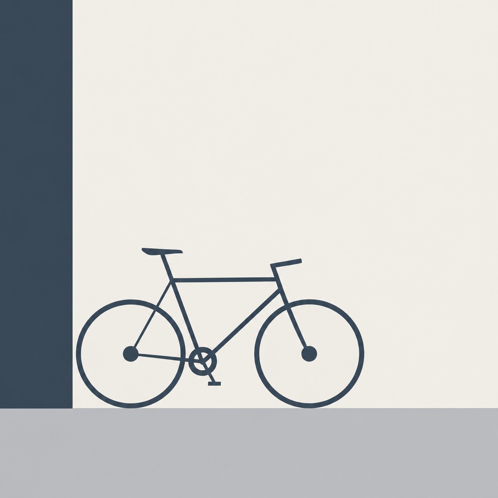 bicyle resting against a wall — Minimalism Art Style