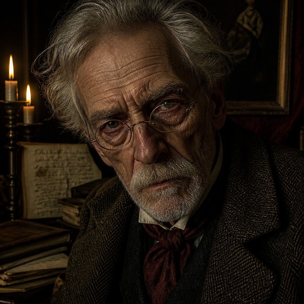 close-up portrait of an elderly person with expressive weathered features
