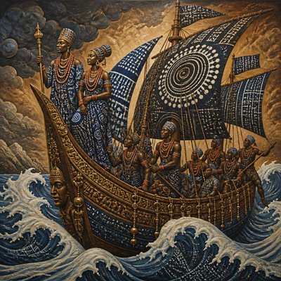 sailing ship on a stormy sea