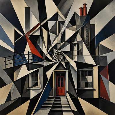 house with front view — Vorticism Art Style