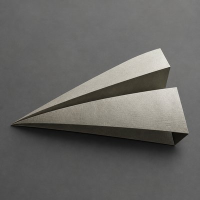a paper plane, clean minimal composition on a plain background, no text