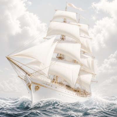 sailing ship on a stormy sea