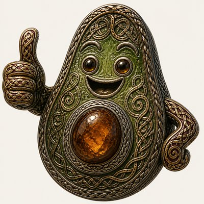a happy avocado character giving a thumbs up, bold readable design on a plain background, no text